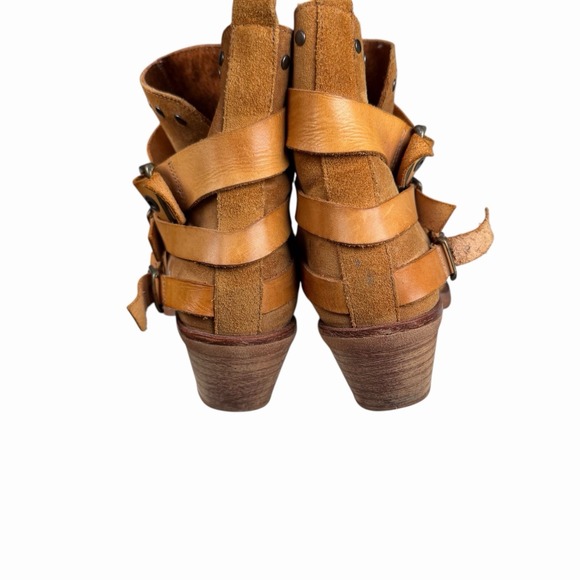 Women's SixtySeven ANTHROPOLOGIE Leather Buckle Wrapped Ankle BOOTS sz 38 US 7.5 - Picture 4 of 14